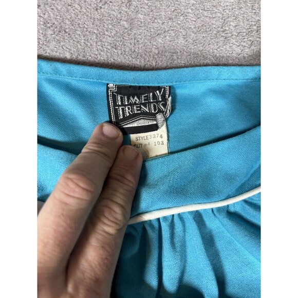 Vintage Timely Trends Dress Basic Short Sleeve Blue Mod/GoGo XS To S 60s Style - Picture 7 of 12